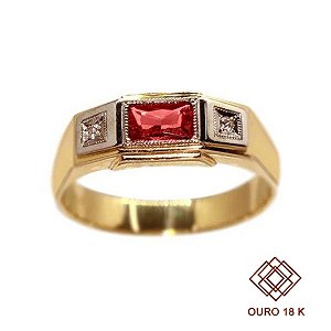 Anel Formatura Segurança do Trabalho Masculino Ouro 18k Zircônia