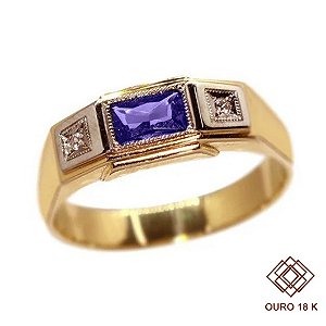 Anel Formatura Arquitetura Masculino Ouro 18k Zircônia