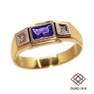 Anel Formatura Comércio Exterior Masculino Ouro 18k Zircônia