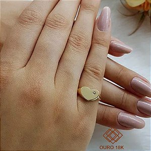 Anel Coração Dedinho Ouro 18k