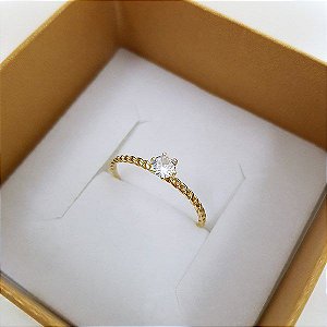 Anel Solitário Ouro 18k Zircônia