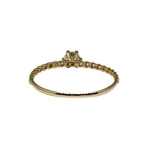 Anel Solitário Ouro 18k Zircônia
