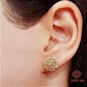 Brinco Ouro 18k Zircônia