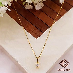 Kit Cordão Ouro 18k + Pingente Ponto de Luz Ouro 18k