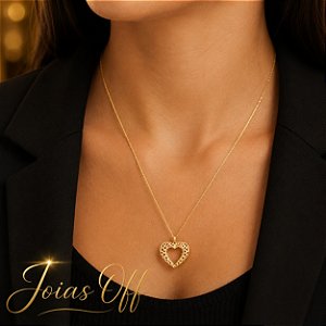 Pingente Coração Diamantado Ouro 18k