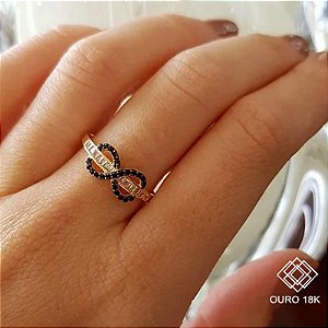 Anel Infinito Ouro 18k Zircônias