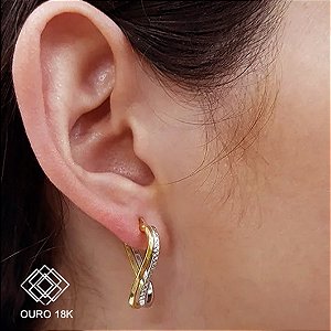 Brinco Argola Curvas 2 Tons Ouro 18k