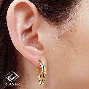 Brinco Argola Curvas Ouro 18k