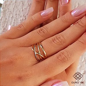 Anel Bold Trançado Ouro 18k