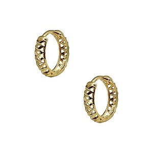 Brinco Argola Diamantado Ouro 18k