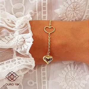Pulseira Corações Ouro 18k
