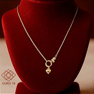 Gargantilha Coração Ouro 18k Zircônias