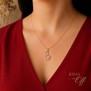 Pingente Gatinha Ouro 18k Pet Love