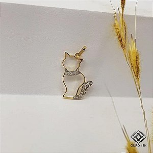 Pingente Gatinha Ouro 18k Pet Love