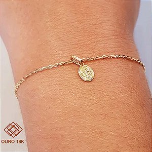 Kit Pulseira Ouro 18k + Pingente São Bento Ouro 18k