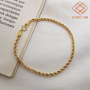Pulseira Cabo de Aço Ouro 18k