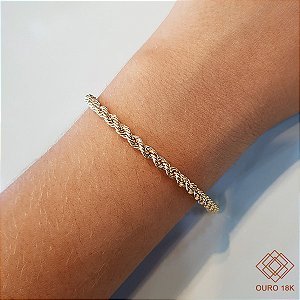 Pulseira Cabo de Aço Ouro 18k