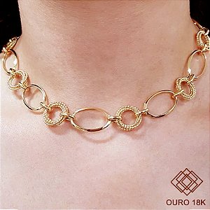 Gargantilha Choker Ouro 18k