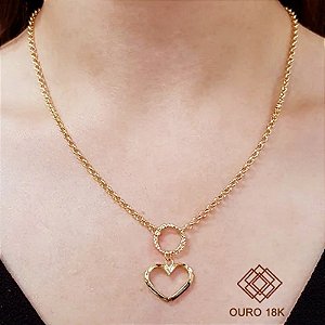 Gargantilha Coração Ouro 18k