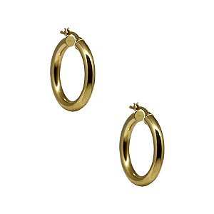 Brinco Argola Grande Tubo Ouro 18k