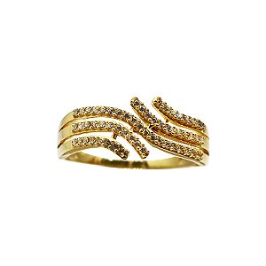 Anel Ouro 18k Zircônias