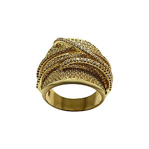 Anel Ouro 18k Zircônias