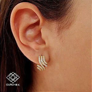 Brinco Argola Ouro 18k Zircônias
