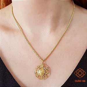 Kit Cordão Ouro 18k + Pingente Sâo Bento Ouro 18k