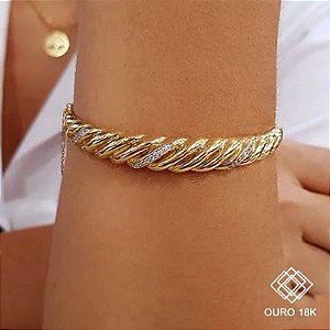 Bracelete Minore Ouro 18k Zircônias