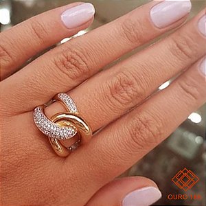 Anel Ouro 18k Zircônias