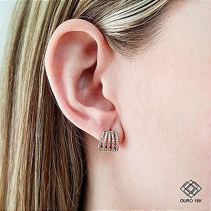 Brinco Argola Ouro 18k Zircônias