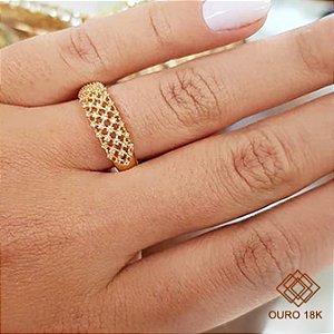 Anel Aparador Ouro 18k Zircônias