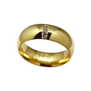 1 Aliança Casamento Ouro 18k Zircônias