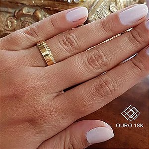 1 Aliança Casamento Ouro 18k Zircônias