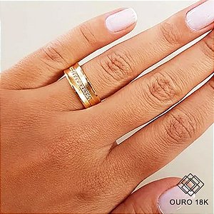 1 Aliança Casamento Ouro 18k Zircônias