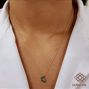 Kit Cordão Ouro 18k + Pingente Borboleta Ouro 18k