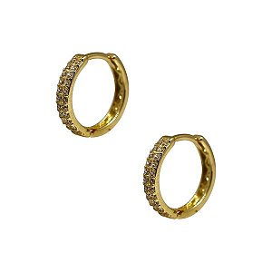 Brinco Argola Ouro 18k Zircônias