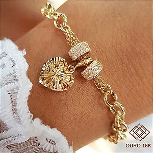 Pulseira Momentos Coração Ouro 18k