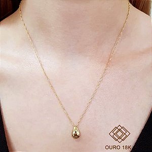 Kit Cordão Ouro 18k + Pingente Gota Ouro 18k