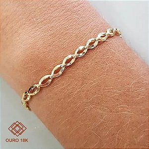 Pulseira Malha Grão de Arroz Ouro 18k