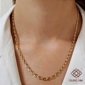 Gargantilha Malha Grão de Arroz Ouro 18k - 45cm