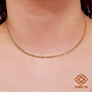 Gargantilha Malha Grão de Arroz Ouro 18k - 40cm