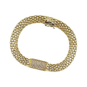 Pulseira Pipoca Ouro 18k Zircônias