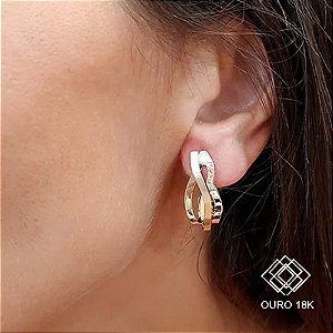 Brinco Meia Argola Ouro 18k