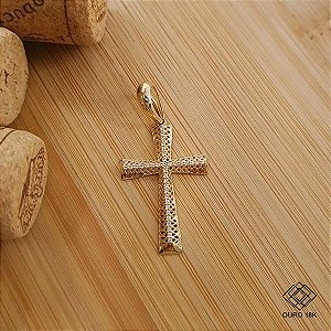Pingente Cruz Ouro 18k Zircônias