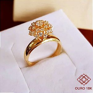 Anel Chuveiro Rainha Ouro 18k Zircônias