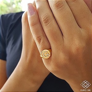 Anel Dedinho Letra G Ouro 18k Zircônias