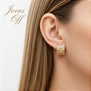 Brinco 3 Cores Ouro 18k