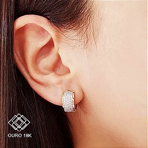 Brinco Argola Ouro 18k Zircônias