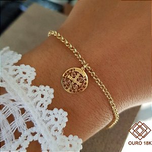 Pulseira Ouro 18k + Pingente São Bento Ouro 18k